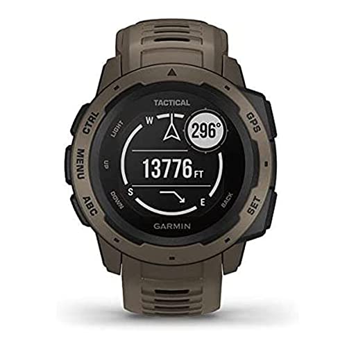 Image of Garmin 010-02064-71 Instinct Tactical, Rugged GPS Watch, Tactical Specific Features, Constructed to U.S. Military Standard 810G for Thermal, Shock and Water Resistance, Tan