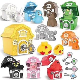 Montessori Farm Animals Toys for Babies & Toddlers 3+ Year Old – 10 Piece Set with Animals, Barns & Keys | Learning & Educ...