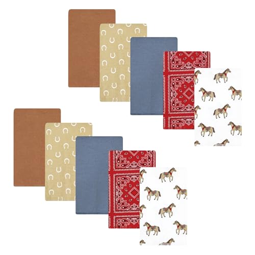 Image of Hudson Baby Unisex Baby Cotton Poly Flannel Burp Cloths, Cowboy 10-Pack, One Size