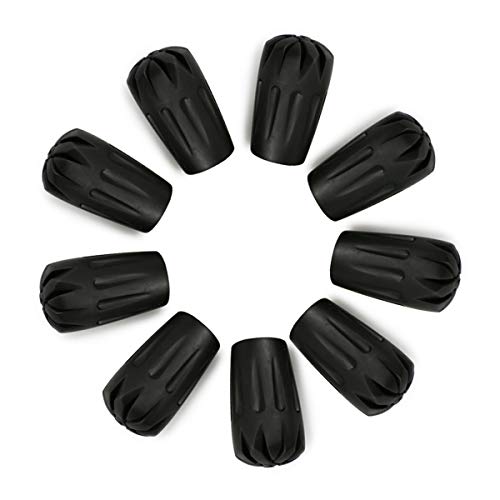 Jakuva 9 Pcs Black Rubber Diamonds Trekking Pole Replacement Tip Protectors - Fits All Standard Hiking Poles,Shock Absorbing, Adds Grip And Stability (Bullet Tips 9Pcs) #TOP3