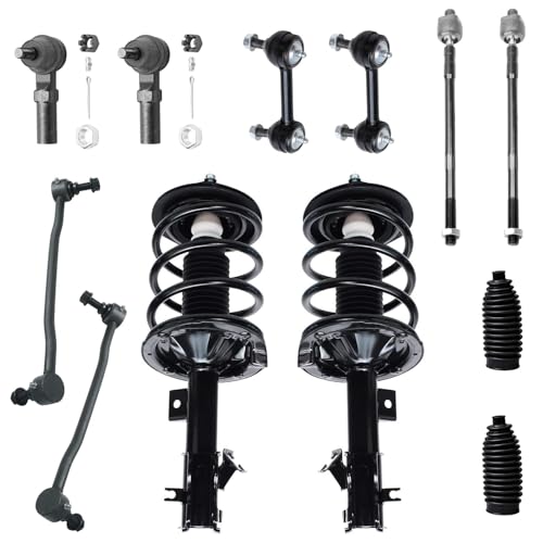 Image of Detroit Axle - 12pc Front Suspension Kit for 04-08 Nissan Maxima, Struts and Coil Spring Tie Rods Boots Front and Rear Sway Bars 2004 2005 2006 2007 2008 Replacement Ready Struts Shocks Assembly