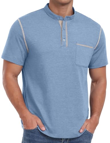 Image of Sailwind Mens Henley Shirts Short Sleeve Summer Casual Classic Cotton T Shirts Pocket Button Shirt