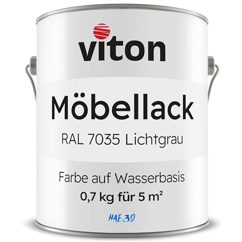 Viton Möbellack - 0,7 Kg (0,6 L) - Seidenmatt Hellgrau - Möbelfarbe auf Wasserbasis - RAL 7035 Lichtgrau