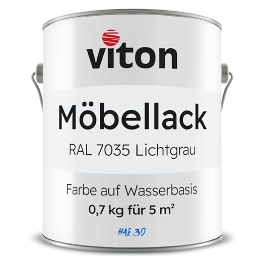 VITON Möbellack - 0,7 Kg - Seidenmatt Hellgrau - Umweltfreundlicher Möbellack auf Wasserbasis - RAL 7035 Lichtgrau