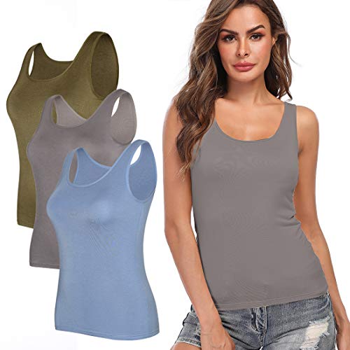 Image of Camisoles for Women with Built in Bra,Basic Yoga Top Layering Tank Top Padded Bra Undershirt(S-3XL)