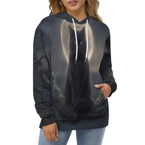 Pull à capuche chat noir pour homme décontracté grand taille - 2