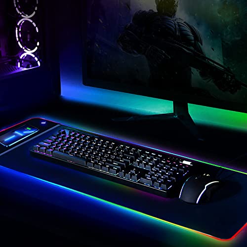 Magloop Wireless Charging Rgb Mouse Pad 10W, Led Mouse Pad With Wireless Charging For Gaming, Gaming Keyboard Pad With 10 Light Modes And Non-Slip Rubber Base(800X300X4Mm) #TOP2