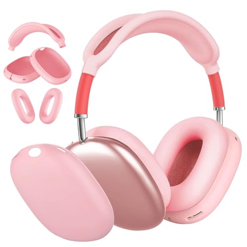 Compatible con Funda Airpods MAX, Silicona para Airpods MAX Case, Anti Impronta Antigraffio Anti Polvere, Suave y Cómodo, Calidad de Audio sin Pérdidas Accesorios 3 en 1 Apto para Airpods MAX-Rosado