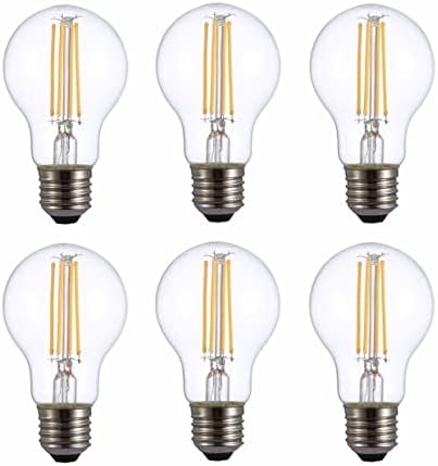 TEKLED® A60 Filament Vintage LED Bulbs | E27 Edison Screw | Energy Saving 6.5W Light Bulb 60W Equivalent | NONDIMMABLE Clear 2700K 806LM | 6-Pack | Warm White