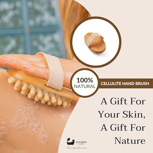 Eco Bath London Cellulite Handbürste - Cellulite-Behandlungsbürste, Effektiver Cellulite-Entferner und Massagegerät für glatte, straffe Haut, natürliches Holz-Peeling-Massagegerät