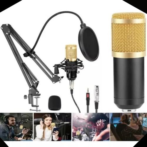 Kit Microfone Condensador Com Braço Articulado Locução Live Stream. Kit youtuber podcast Com Microfo