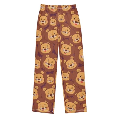 ZZXXB Cute Lion Boys Long Pants Soft Trousers Elastic Waist Kids Lounge Bottoms with Pockets S-XL