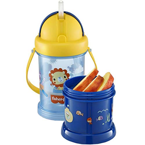 Copo Com Porta Snack Playfyl Azul Summer Sky Fisher-Price - BB1012, Fischer Price, Azul Summer Sky