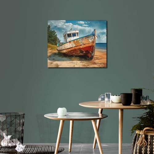 TUMOVO Ship Paint by Numbers Kit, Old Ship Paint by Numbers for Adults Kids, Oil Painting with Brushes and Pigment, Modern Paint by Numbers for Home Wall Decor, 16x20 Inch, Frameless