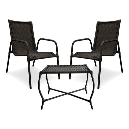 Outdoor Dining Set 6 Chairs: Stylish, Durable Seating for Any Patio 3 Kit 2 Cadeiras De Junco Com Mesa De Centro Fibra Sintética E Aço P/Varanda Area Externa Alpendre (Tabaco)