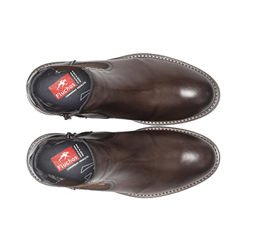 Fluchos Para Hombre. F1343 Botines De Piel Estilo Chelsea F1343 MarróN (42), Plano, 1 A 3Cm, Ninguno, Casual, Habana, CláSico - 5