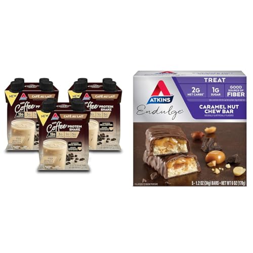 Atkins Café au Lait Protein Shake y Barritas Caramelo miniatura 1