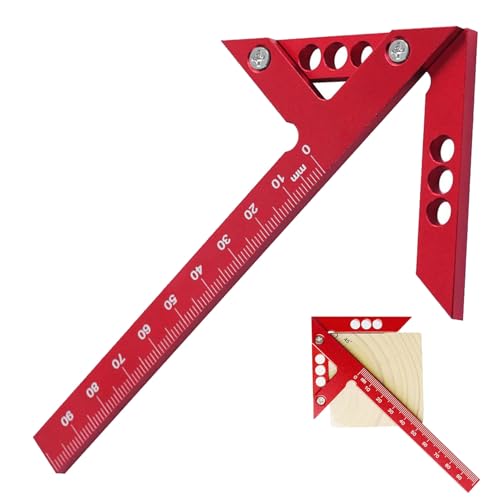 Mittenfinder,Linienlineal Aus Aluminiumlegierung,Zimmermannswinkel,45°90°Linienlineal Aus Aluminiumlegierung,Zentrierwinkel Für Holzvermessung Zylindrische Zentrierung Winkelmarkierung