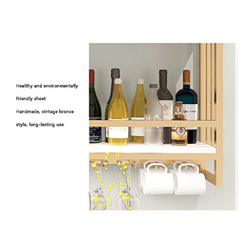 Casier à vin mural en bois massif et fer forgé doré 60cm pour bouteilles