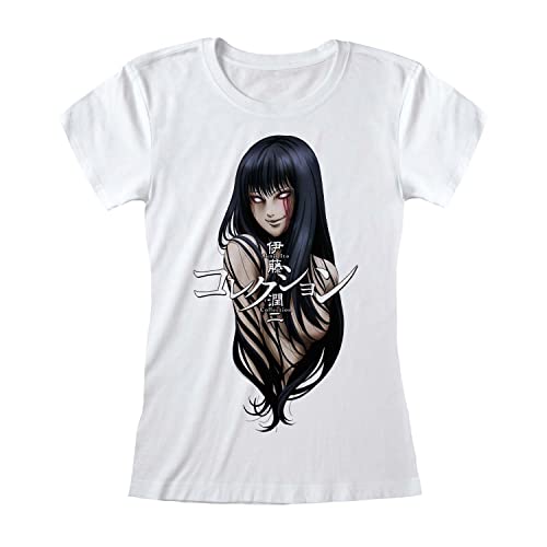 Junji Ito T-shirt för vuxna | Tomie t-shirt för män | 100 % bomull, vit | officiella varor, Vitt, S