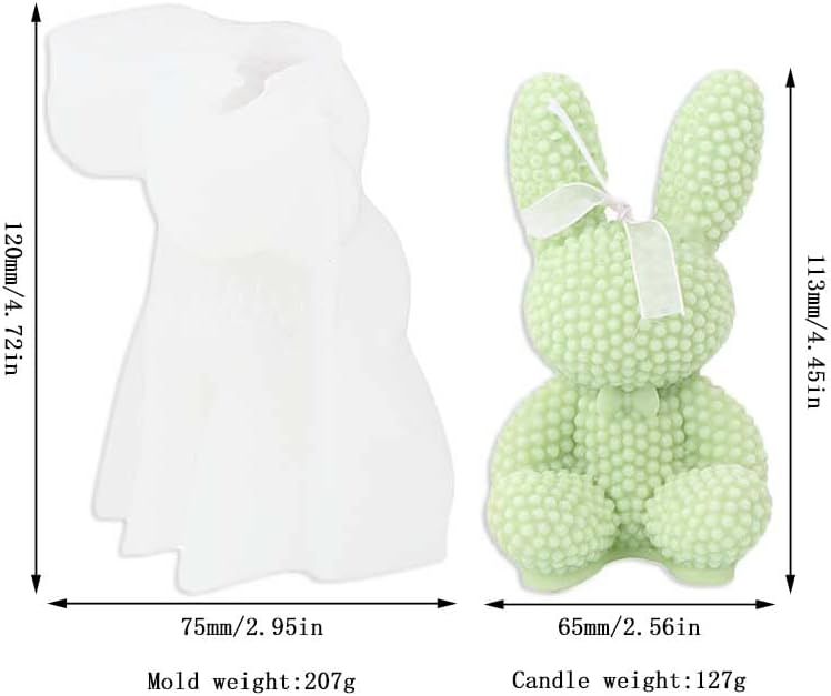 Miniatura 2 de Tone Fun Moldes de silicona con forma de conejo de perlas para hacer velas, resina, velas de aromaterapia, jabón de cera hecho a mano, decoración