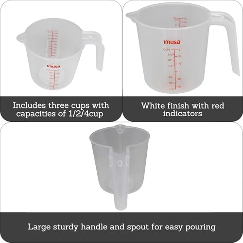 Set de 3 Vasos Medidores Plásticos Imusa 1, 2 y 4 tazas miniatura 2