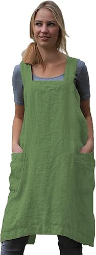 Miniatura 1 de Delantal Pinafore con espalda cruzada para mujer, con bolsillos grandes, cocina, restaurante, cafetería, trabajo de jardinería, Café