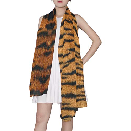 Auuxva Animal Tiger Skin Print Women Silk Scarf Lightweight Long Soft Chiffon Shawl Wrap Neck Scarves Muffler For Ladies Girls Men #TOP5
