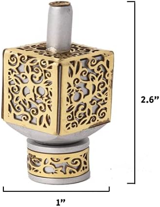 Miniatura 2 de Yair Emanuel Dreidel decorativo con soporte, diseño de recorte de granadas, regalo de Hanukkah decoraciones judías (latón, mediano)