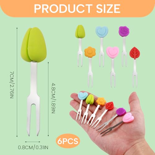 Miniatura 2 de Tenedores De Frutas De Acero Inoxidable, Mini Palillos De Dientes Reutilizables Decoración Delstahl Piekser Con Decoración De Silicona, Picks Food Picks Fácil De Limpiar Palillos De Dientes De Colores