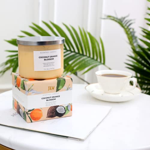 T&H COB3W01 Coconut Orange Blossom 3 Wick Candle | Highly Scented Soy Candles For Home 15.8 Oz, Summer & Tropical Scented Candle | Aromatherapy Stress Relief Candle, Relaxing Clean Burning Candle thumb #7