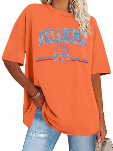 Basketball T Shirts for Women Oversized Shirt Game Day Basketball Graphic Tees Sports Fan Tee Tops Orange