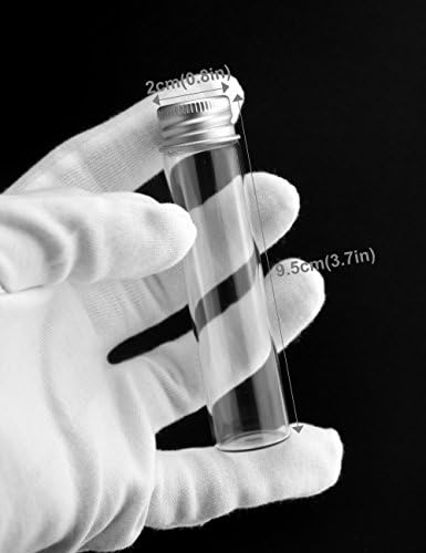 FiveSeasonStuff Glass bottles mini Glass Bottles Sample Bottle Wish Bottles with Aluminium Lid for Decoration, Gift, DIY. (25ML)