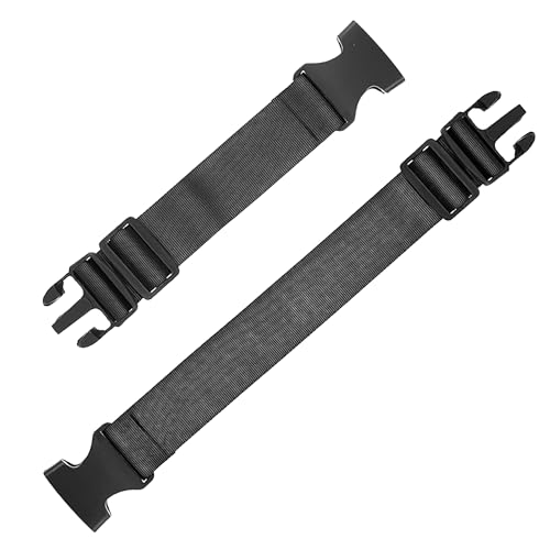 2-Piece Black Luggage Connector Straps, Add-a-Bag and Fanny Pack Extender