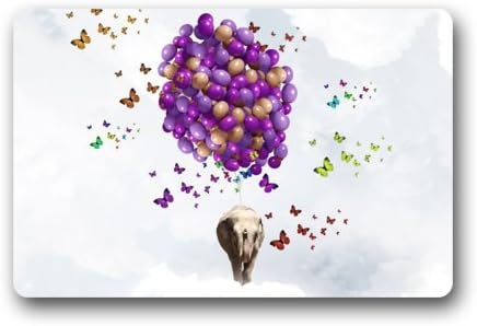 Funny Elephant Balloons With Butterflies Indoor/Outdoor Welcome Door Mat