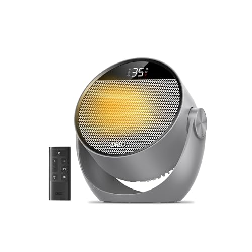 DREO Space Heater 1500W, 60° Adjustable Tilt, 10.5ft/s Portable Electric Heaters for Indoor Use with Thermostat, 8 Safety Protections, 3 Modes, Remote, Quiet Desk Heater for Bedroom, Office, Gray by DREO - Used condition - CA$39.98
