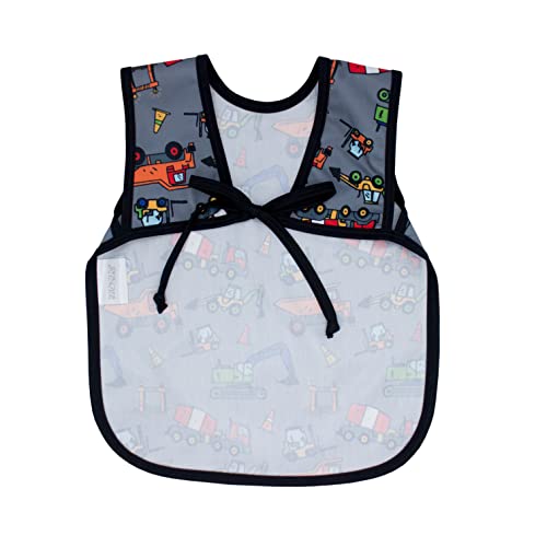 BapronBaby Construction Zone Bapron - No Neck Tie Safer Bib for Baby & Toddler - Soft Waterproof Stain Resistant - Machine Washable - Sz Preschool 3-5yrs3