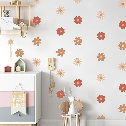 Image of Colorful Daisy Flower Baby Room Decor Wall Sticker Decals Floral Nursery Wall Stickers for Kids Play Room Nursery Classroom Bedroom Boho Wall D�cor