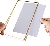 Vista 4 de Portarretratos de acrílico dorado con números de mesa de boda de 5 x 7 pulgadas, soportes de menú de doble cara para restaurantes, hogar, marcos