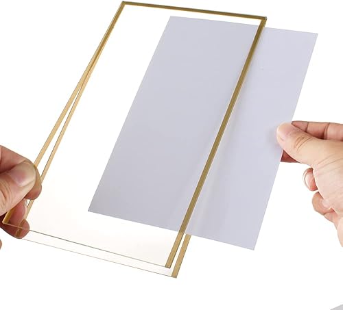 Miniatura 4 de Portarretratos de acrílico dorado con números de mesa de boda de 5 x 7 pulgadas, soportes de menú de doble cara para restaurantes, hogar, marcos de