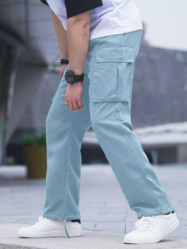 ALLABREVE Mens Casual Joggers Pants Hiking Drawstring Chino Cargo Pants Straight Leg Pants - Image 3