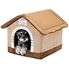 Jiupety Indoor Dog House with Frame, Large Dog Cave Bed, Insulated Cozy, Suitable for 15-30 lb, Large (20″×18″×18″), Brown