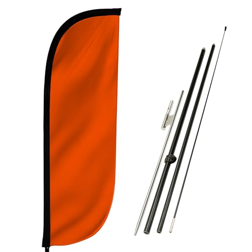 LookOurWay Feather Flag Pole Kit - 7 Feet Tall Advertising Flag Banner with Fiberglass Pole Set and Ground Spike for Business Promotion - Solid Colors - Orange by LookOurWay - Used condition - US$24.66