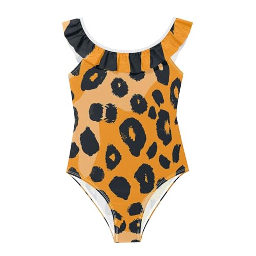 Traje de baño naranja con estampado de leopardo SyXIOP para niña de 3 a 6 años