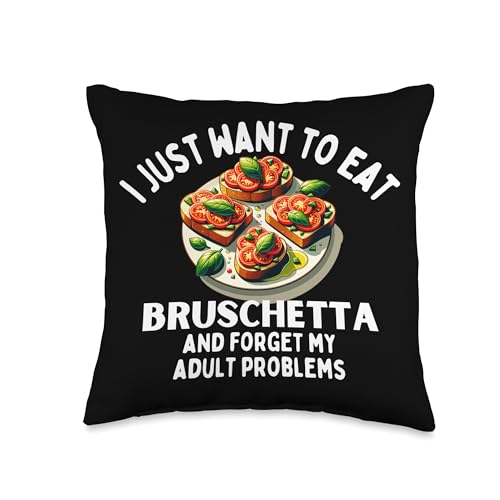 Venice Revealed Food Funny Bruschetta Italian Antipasto Food Saying Foodie Pun Throw Pillow, 16x16, Multicolor