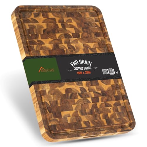 Homestead End Grain Acacia Cutting Board with Handles