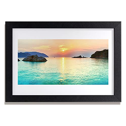 Affiche encadrée 30x20 cm Sun Rocks décoration murale paysage de mer cadre MDF