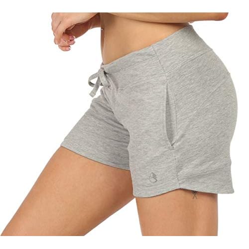icyzone Damen Sweatshorts Kurze Hose Jogginghose Sport Laufen Shorts mit Taschen