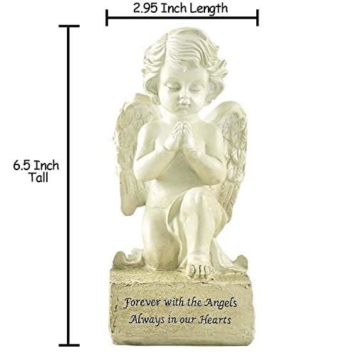 Bonzapicks Guardian Garden Praying Angel Statue, Home Outdoors Memorial Resin White Cherubs Figurines, Angel Baby Sculpture For Yard Decrations-6.5Inch #TOP3