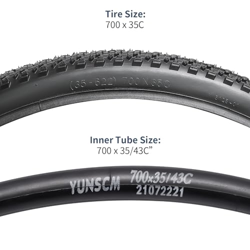 YUNSCM 2 peças 700C pneus de bicicleta 700x35C/35-622 60TPI e 700C tubos de bicicleta resistentes vá